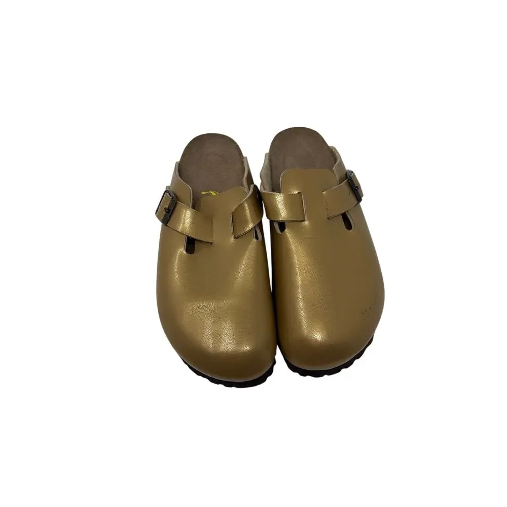 Birkenstock gold Boston clog slide ons sz 37 US 6